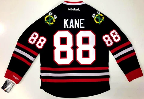 PATRICK KANE CHICAGO BLACKHAWKS BLACK REEBOK PREMIER JERSEY NEW WITH TAGS Cover