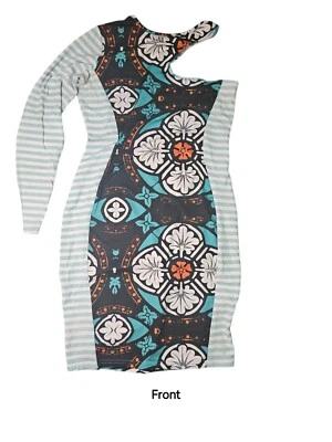 Baby Phat Dress Teal Orange One Sleeve Small - Image 1 of 4