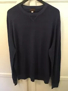 Thomas Dean Sweater 100% Extra Fine Merino Wool Blue Size xL - Picture 1 of 6