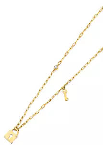 Büroklammer Kettenschloss & Schlüssel Anhänger Halskette in 14kt massiv Gelbgold 18" - Bild 1 von 4