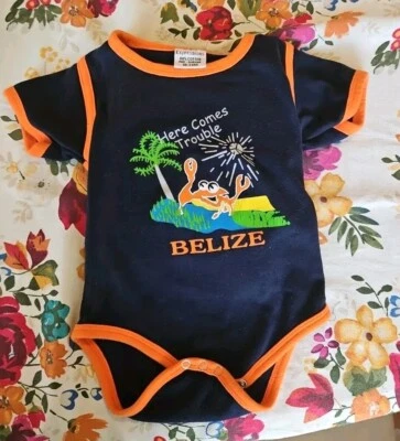 Island Expressions BELIZE One Piece 18-24 Months Navy Blue and Orange - Image 1 of 4
