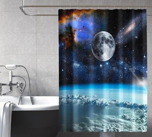 3D Raum Star Erde 8 Duschvorhang Wasserdicht Faser Bad Daheim Windows Toilette - Picture 1 of 3