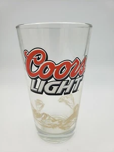 Coors Light Pint Beer Drinking Glass Tumbler 16 oz Red White Logo 3D Mountains - Picture 1 of 4