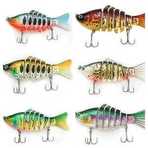 3D Eyes 7 Segment Multi Jointed Swimbait Angeln Hartköder 4" 0,56oz - 6 Farben - Bild 1 von 8