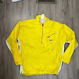 VTG Adidas Men's Track Jacket Yellow XL 1/4 Zip Nylon Baggy Windbreaker - Picture 1 of 8