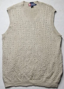 Chaps by Ralph Lauren Large Herren Beige Zopfmuster V-Ausschnitt Pullover Weste - Bild 1 von 11