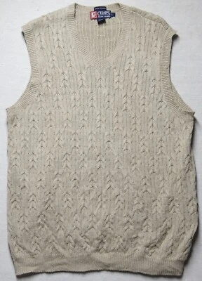 Chaps by Ralph Lauren large mens beige cable knit V neck sweater vest - Image 1 of 4