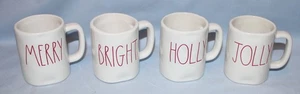 Holly Jolly Merry Bright Christmas Rae Dunn Mini Mugs Party Favors Small Gifts - Picture 1 of 5
