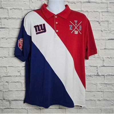 Camisa polo masculina New York Giants tamanho XL listra diagonal NFL vermelha branca azul logotipo - Imagem 1 de 4