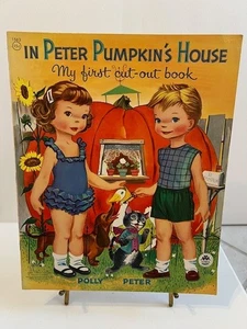BAMBOLE DI CARTA ORIGINALI 1955 PETER PUMPKINS HOUSE NON TAGLIATE MERRILL CO PUB. - Foto 1 di 4