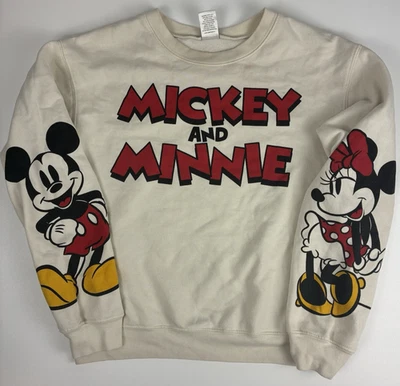 Moletom Disney Mickey & Minnie infantil creme gráfico pulôver juvenil pequeno 3-5 - Imagem 1 de 4