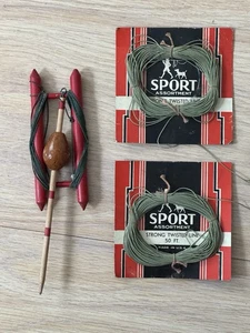 Vintage Wood Hand Fishing Reel Drop Line Bobber Extra Line - Picture 1 of 7