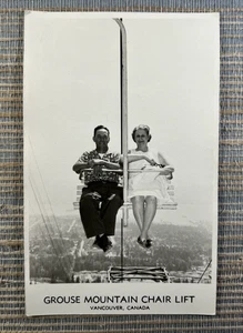 RPPC Grouse Mountain Chair Lift Couple Vancouver BC Canada Real Photo Postcard - Picture 1 of 2