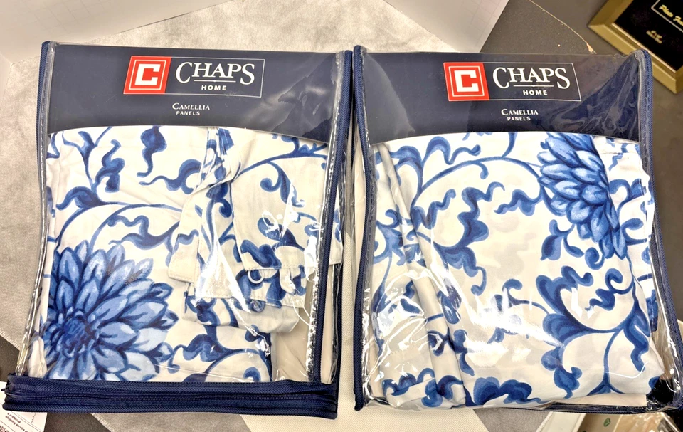 Paneles de desplazamiento floral azul y blanco camelia de 4 chaps (2 paquetes) Foto 1 de 4