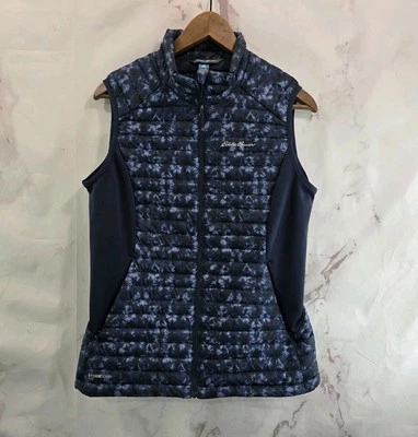 Chaleco de plumón Eddie Bauer para mujer medio azul acolchado aislado 800 FP ascenso floral  Foto 1 de 4