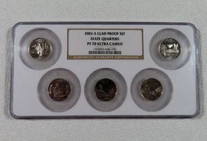 2003-S Clad Proof 5-Coin State Quarter Set Graded by NGC at PF70 Ultra Cameo - Picture 1 of 11