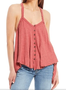 Canotta Free People rosa con bottoni rosa davanti Dream Weaver BOHO taglia M - Foto 1 di 8
