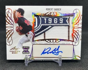 2021 Leaf Trinity ROBERT GASSER Rookie XRC Logo Patch AUTO Milwaukee Brewers RC - Picture 1 of 3