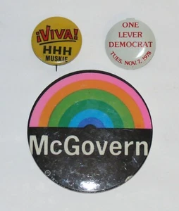 3 Vintage 60er-70er Jahre Demokraten Kampagne Pinback Buttons - Humphrey, McGovern - Bild 1 von 2