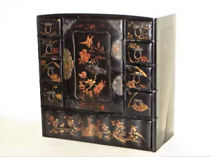 Antique Meiji Period Japanese Lacquered Jewelry Wood Box - Picture 1 of 12