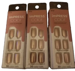 Uñas cortas de longitud corta rosa paralizada Kiss Impress Press On manicura 30/pk x 3 piezas - Imagen 1 de 8
