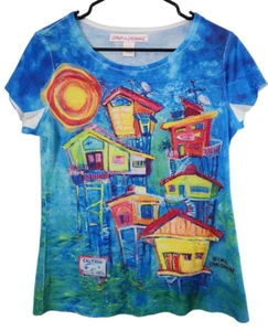 Leoma Lovegrove Womens S Short Sleeve Top Shirt Art To Wear Beach Houses - Picture 1 of 4