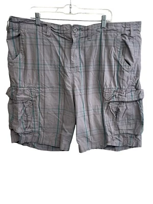 Pantalones Cortos de Carga Foundry Para Hombres 46 Informales Algodón 10 pulgadas Entrepierna Gris Verde A Cuadros Foto 1 de 4