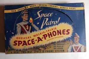 SPACE PATROL TV SHOW SPACE A PHONES OFFICIAL WALKIE TALKIE 1952 COMPLETE W/ BOX