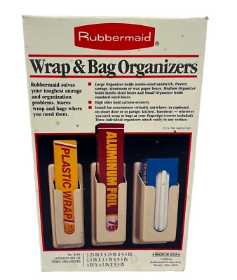 Vintage Rubbermaid Wrap & Bag Organizers Plastic Storage Holders Made in USA New - Image 1 of 4