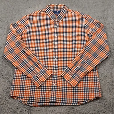 Wool & Prince Shirt Mens XL Orange Blue Worsted Wool Button Down - Image 1 of 4