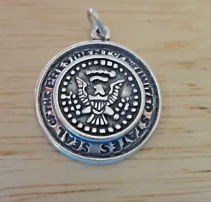 Sterling Silver 20mm heavy President of United States Seal Charm - Picture 1 of 3