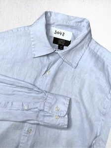 Club Room Shirt Men’s Medium Blue Coastal Linen Button Up Long Sleeve Summer - Picture 1 of 10