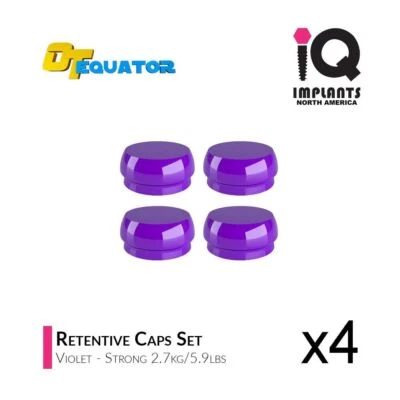 IQ IMPLANTS IQ-Rhein EQUATOR OD Secure Replacement Caps Rigid, Violet 2.7kg/5.9lbs (4-Pack)