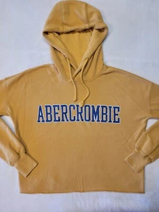 Abercrombie & Fitch Hoodie Womens XSMALL Yellow Pullover Cropped Long Sleeve - Picture 1 of 16