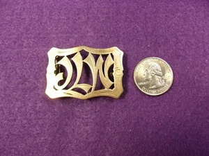 VERY RARE OLD VTG ANTIQUE ART DECO ROSE GOLD FILLED BELT BUCKLE, INITIALS "JLW" - Picture 1 of 12