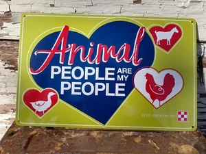 Letrero de cooperativa de metal Animal People Are My PPL pollo cabra pato purina promoción patio trasero - Imagen 1 de 2