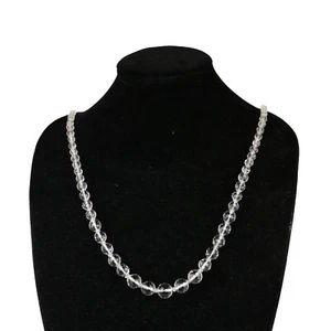 Antique Art Deco Vermeil Sterling Silver Long Faceted Crystal Glass Necklace - Picture 1 of 6