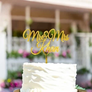 Personalisierter Acryl Verlobung Hochzeit Mr & Mrs Tortenaufleger Charm individueller Name - Bild 1 von 38