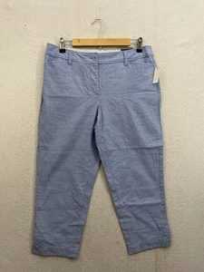 NWT Talbots Perfect Crop Pant Women’s 8 Petite Blue Button Accent Lightweight - Picture 1 of 9
