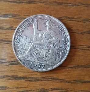 Indochina,20 Cent 1937,Silber 680.,ss. - Bild 1 von 3
