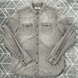 Allsaints Cannon Long Sleeve Shirt Men’s Large Snap Button Western Shirt - Picture 1 of 7