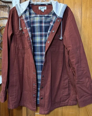 DULUTH TRADING Flannel Lined CANVAS Jacket Large Tall Hooded Outdoor Workwear - Image 1 of 4