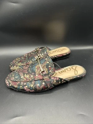 Sam Edelman Women’s 7.5 Studded Slip On Silk Floral Black Loafers - Image 1 of 4