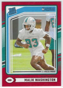 2024 Panini Donruss Rated Rookie Malik Washington 397 Press Proof Red RC Dolphin - Picture 1 of 1