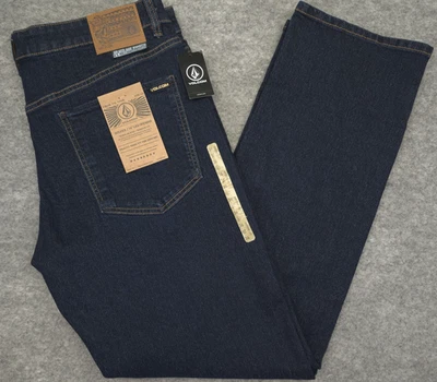 NEW Volcom Solver Men's 36x32 Modern Straight Jeans Dark Blue Wash NWT - Image 1 of 4