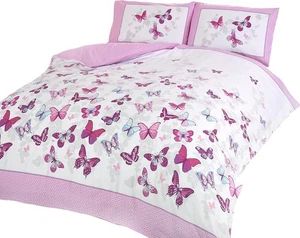 Art Flutter Butterfly Pink and White Single Duvet Cover Set Bedding Bedlinen - Picture 1 of 3