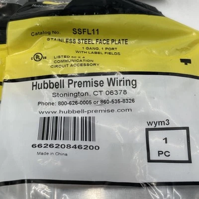 Cableado local Hubbell SSFL11 de un solo puerto placa frontal de acero inoxidable 1 banda Foto 1 de 3