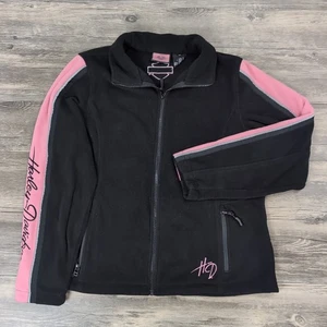 Harley Davidson Fleece Jacket Women's XL Black Long Sleeve Full Zip Motorsports - Picture 1 of 15