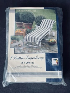 Frottee Liegestuhl Bezug Grau Weiß gestreift 78 x 200 cm - Bild 1 von 2