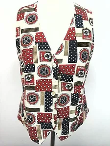 Nautical Vest TALBOTS YACHT CLUB sailing anchor red blue top Women's S $88 - Picture 1 of 6